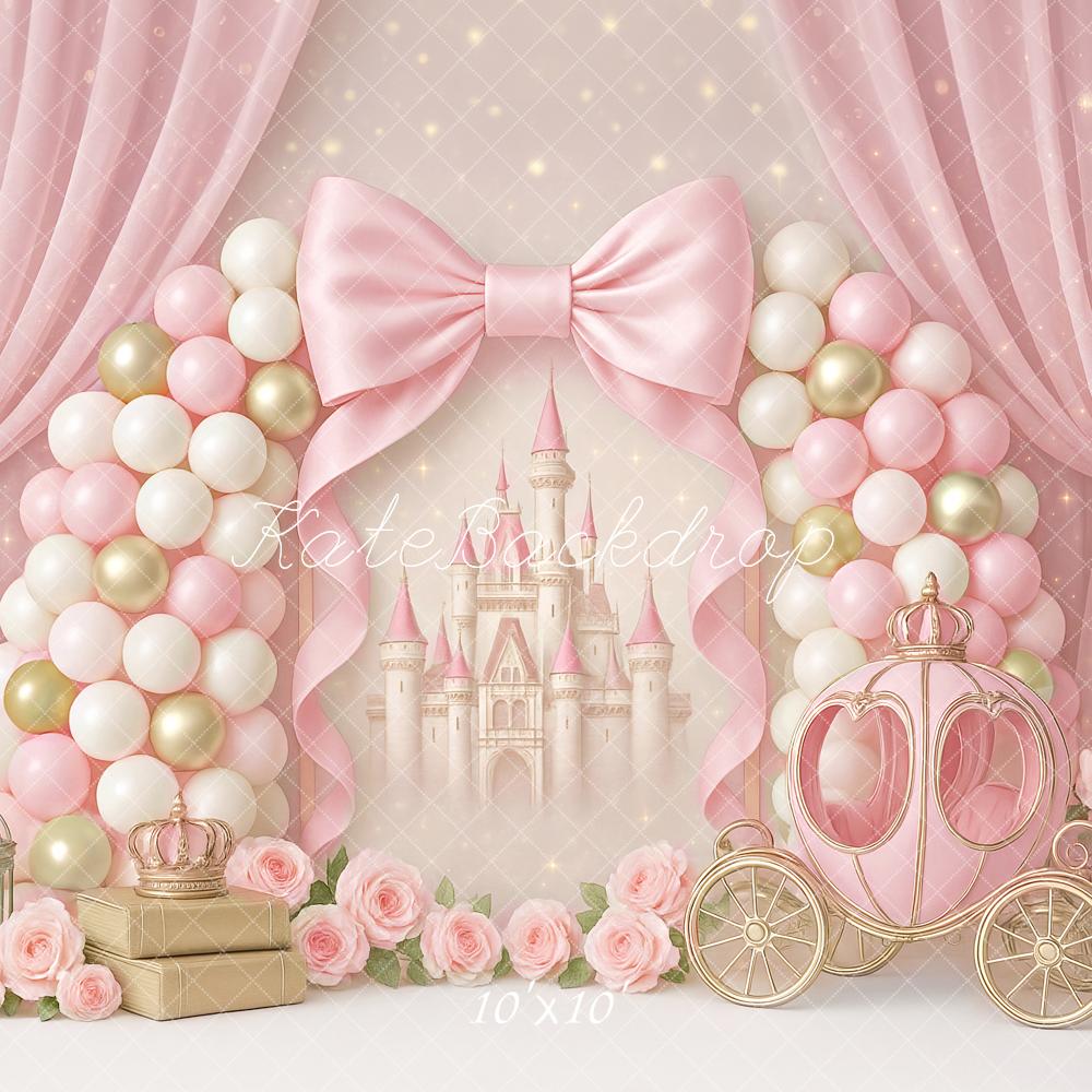 Kate Princesse Château Carrosse Rose Toile de fond conçue par Ashley Paul - Kate Backdrop FR