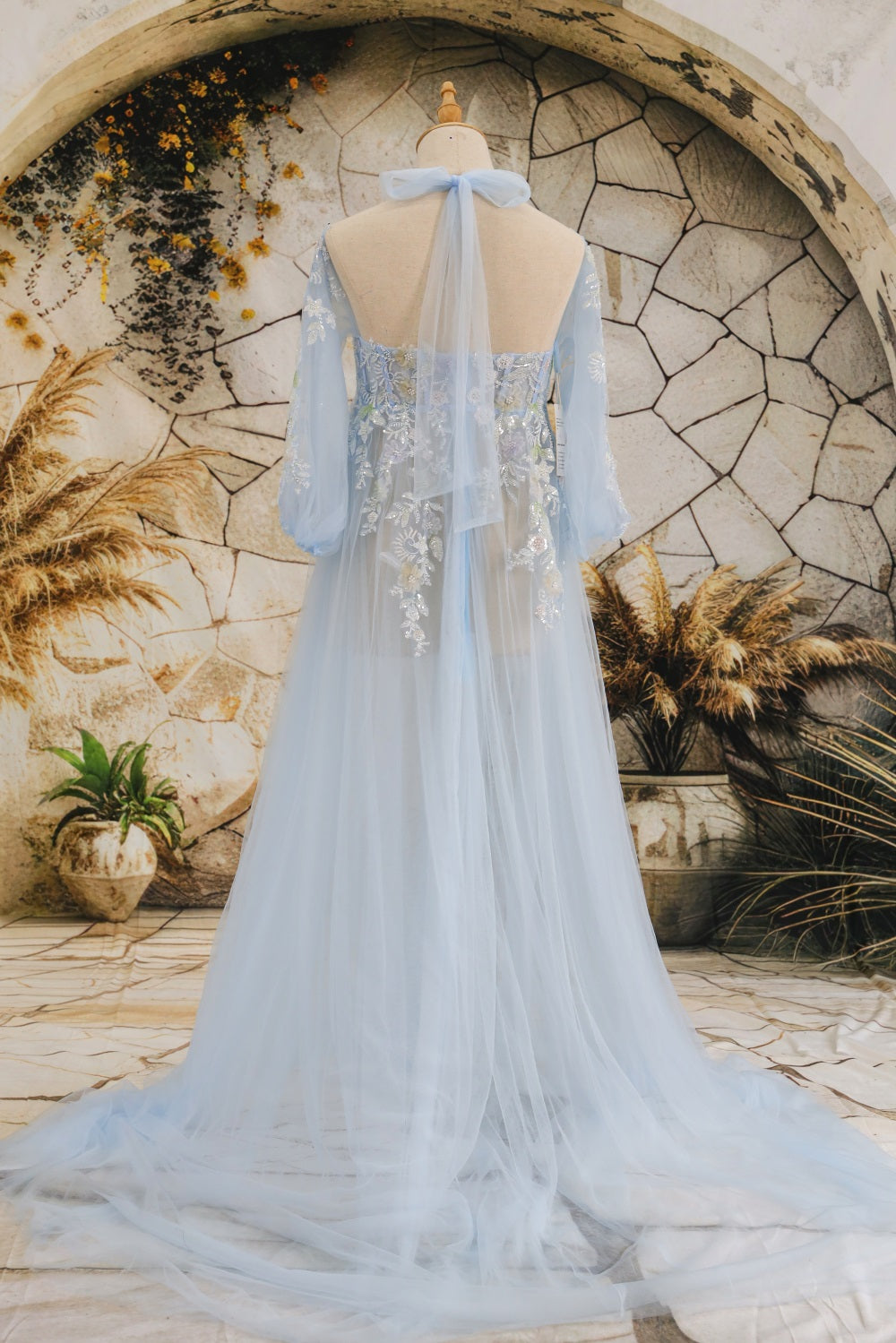 Kate Maille Col licou Manche mi-longue Dos nu Robe de Grossesse pour Séance Photo - Kate Backdrop FR