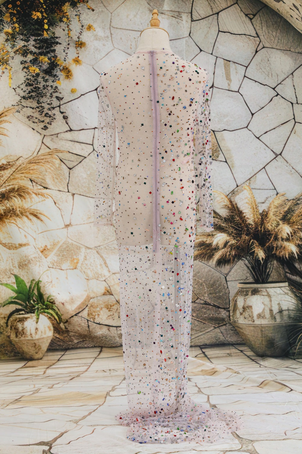 Kate Perles Broderie Maille Longue Robe de Grossesse pour Séance Photo - Kate Backdrop FR