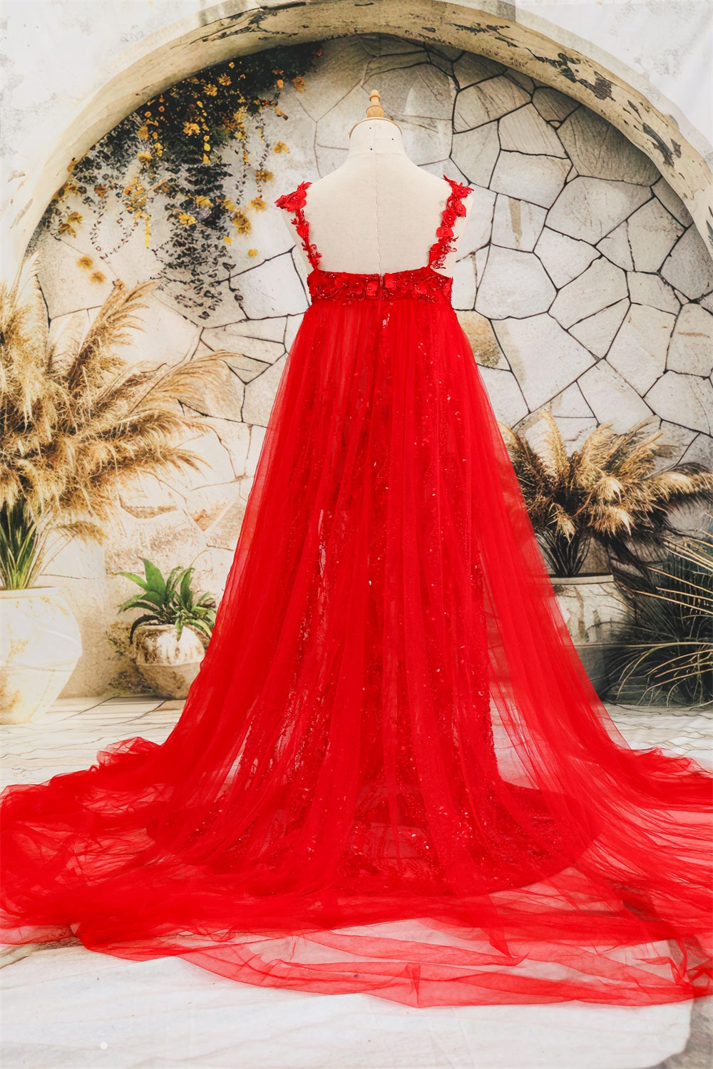 Kate Dentelle Bretelles spaghetti Dos nu Robe de Grossesse pour Séance Photo - Kate Backdrop FR