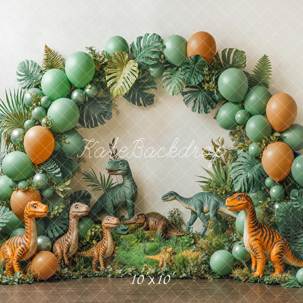 Kate Dinosaure Arc Ballons Feuillage Toile de fond conçue par Emetselch - Kate Backdrop FR