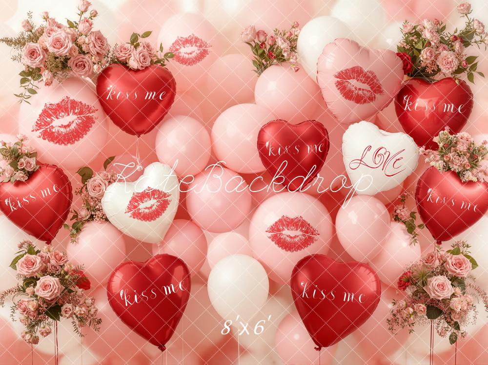 Kate La Saint Valentin Ballons Fleurs Baisers Toile de fond conçue par Emetselch