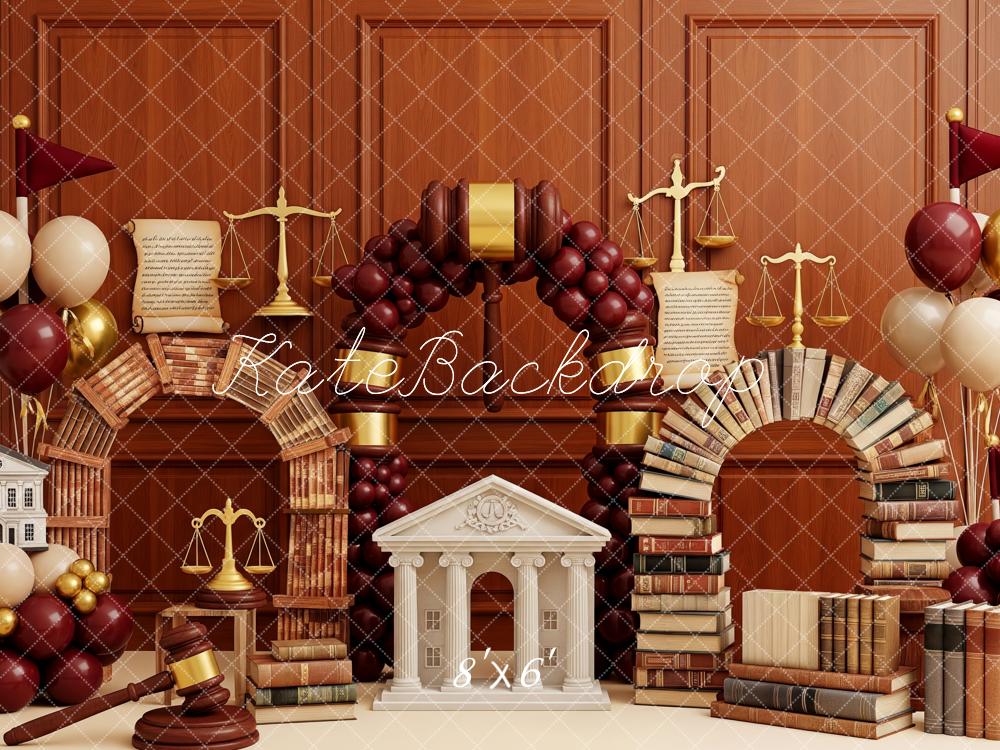 Kate Droit Tribunaux Livres Ballons Toile de fond conçue par Patty Roberts - Kate Backdrop FR