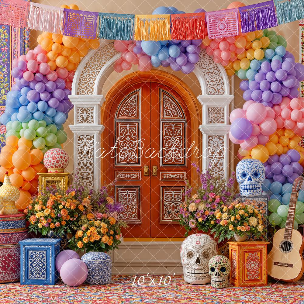 Kate Mexicain Ballons Fleurs Crânes Toile de fond conçue par Emetselch - Kate Backdrop FR