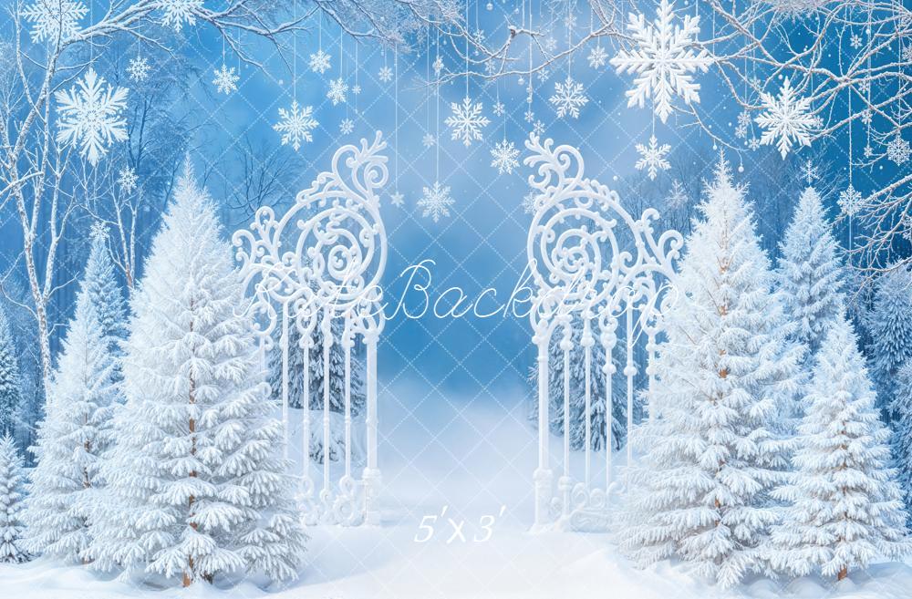 Kate Hiver Neige Portail Arbres Flocons Toile de fond conçue par Emetselch