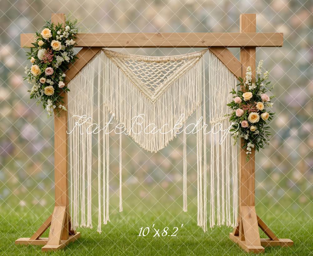 Kate Mariage Arche Fleurs Macramé Toile de fond conçue par Mini MakeBelieve