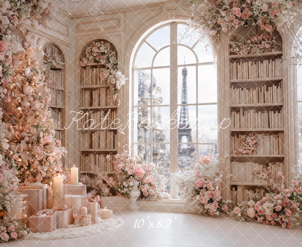 Kate Bibliothèque Fleurs Rose Paris Toile de fond conçue par Ashley Paul