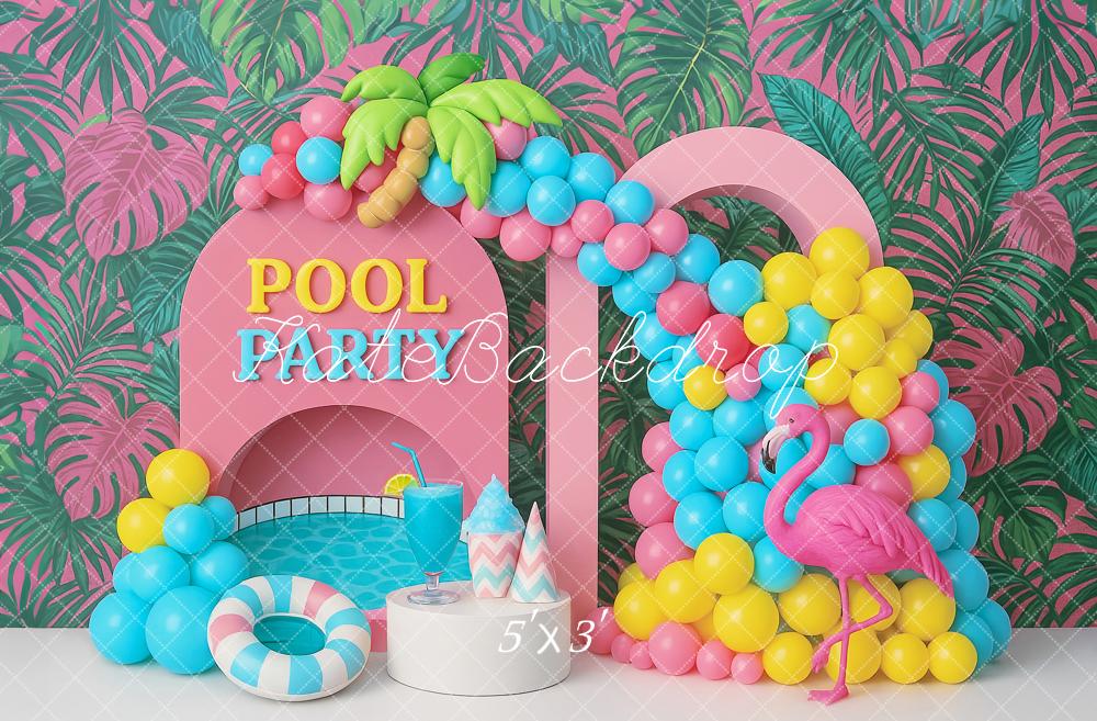 Kate Pool Party Ballons Tropiques Toile de fond conçue par Ashley Paul - Kate Backdrop FR