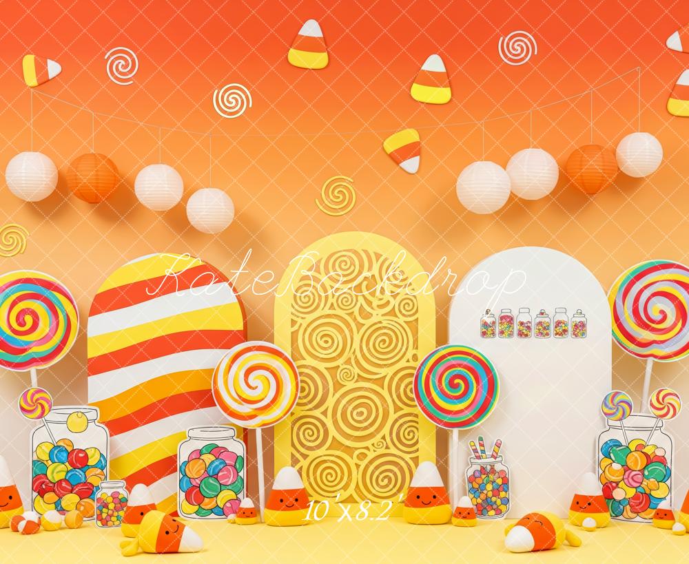 Kate Anniversaire Bonbon Lollipop Orange Toile de fond conçue par Patty Roberts