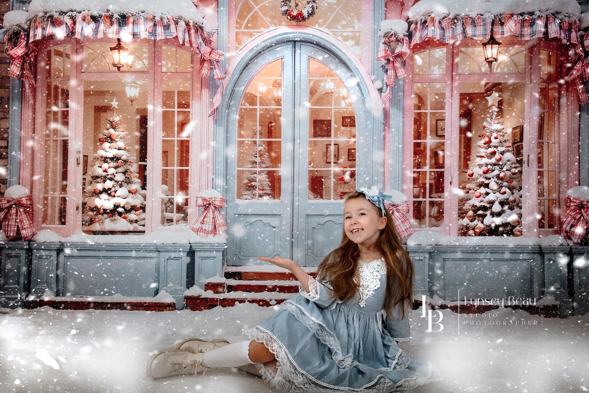 Kate Sapin de Noël Boutique Rose Neige Toile de fond pour la photographie - Kate Backdrop FR