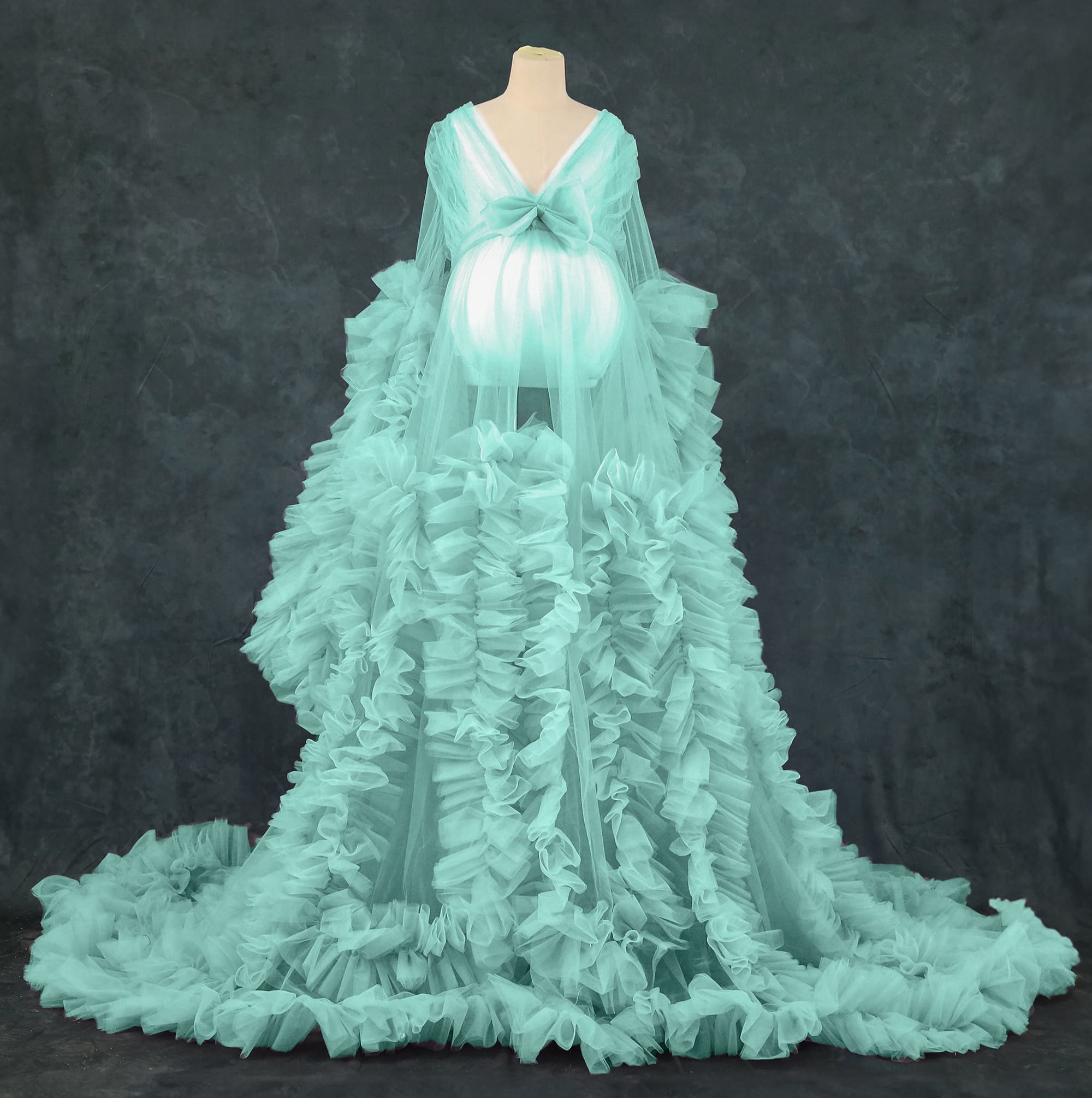 Kate Maille Col en V Manches longues Robe de Grossesse pour Séance Photo - Kate Backdrop FR