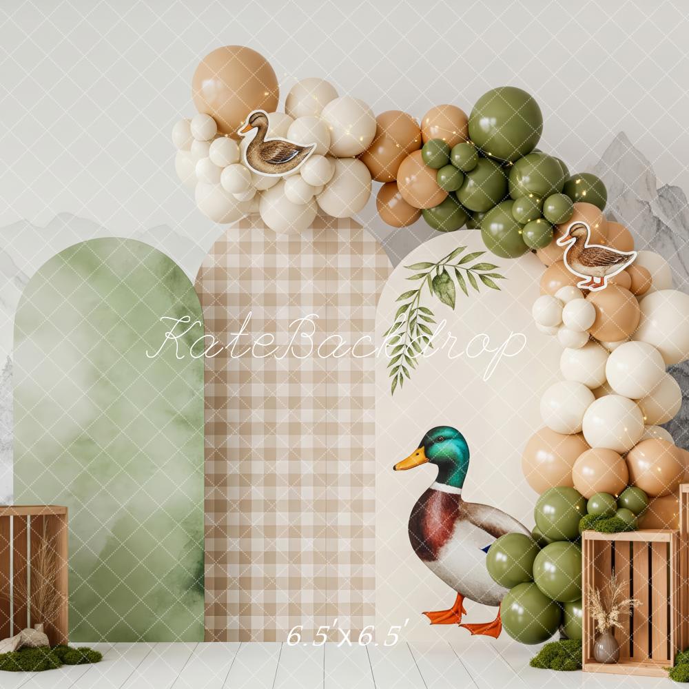 Kate Canard Ballons Caisses Montagne Toile de fond conçue par Patty Roberts