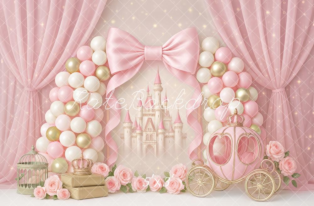 Kate Princesse Château Carrosse Rose Toile de fond conçue par Ashley Paul - Kate Backdrop FR