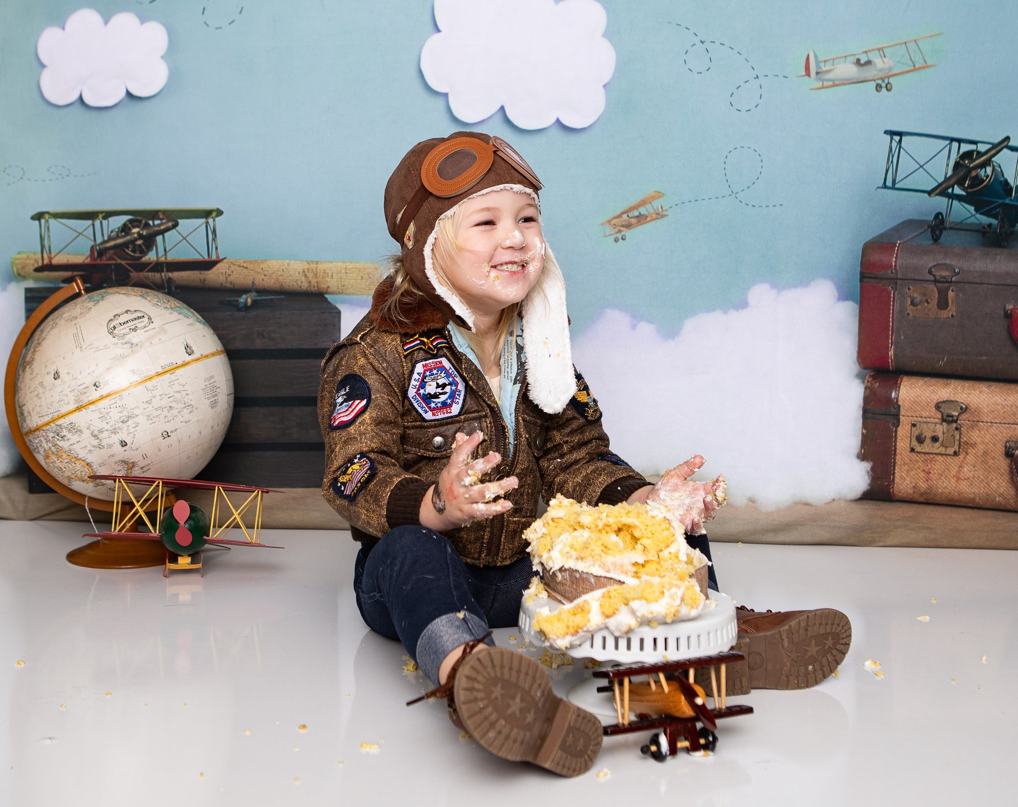 Kate Venez voler avec moi Nuage Retour à l'école Toile de fond conçue par Erin Larkins - Kate Backdrop FR