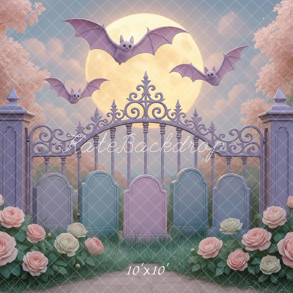 Kate Halloween Chauves-souris Jardin Lune Toile de fond conçue par Mini MakeBelieve - Kate Backdrop FR