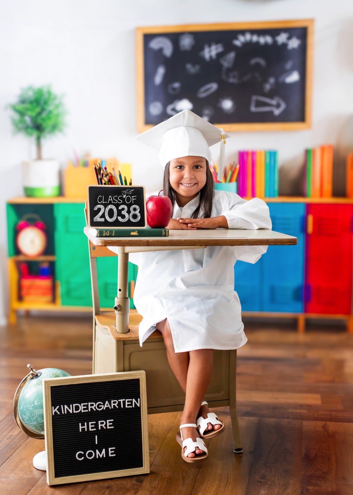 Kate Scolaire Coloré Casiers Tableau noir Livres Toile de fond conçue par Emetselch - Kate Backdrop FR