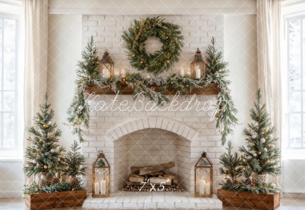 Kate Noël Cheminée Sapin Bougie Toile de fond conçue par Emetselch - Kate Backdrop FR