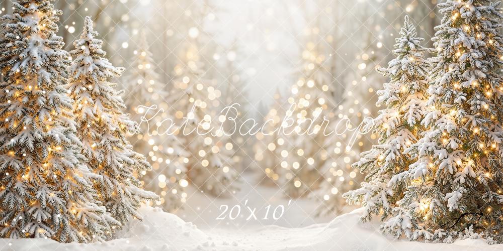Kate Hiver Sapins Enneigés Lumières Toile de fond conçue par Emetselch - Kate Backdrop FR