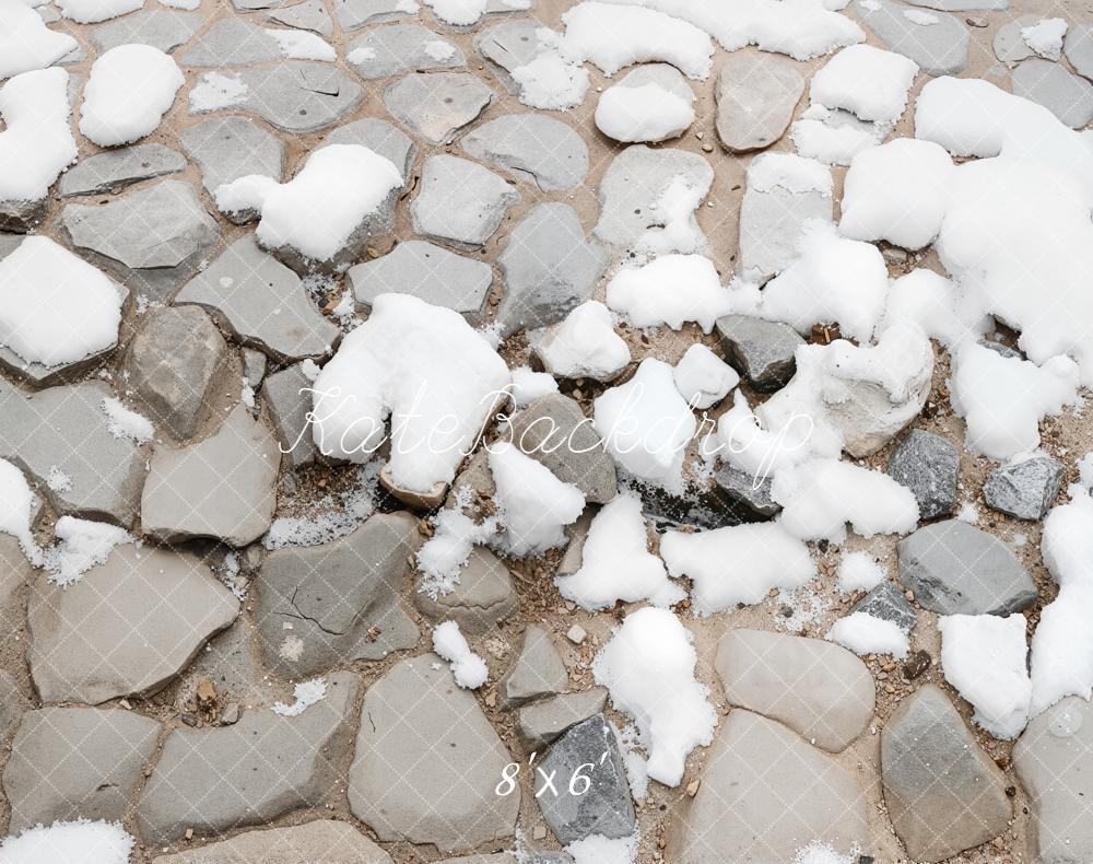 Kate Hiver Pierre Neige Sol Toile de fond en Laine conçue par Kate Image - Kate Backdrop FR