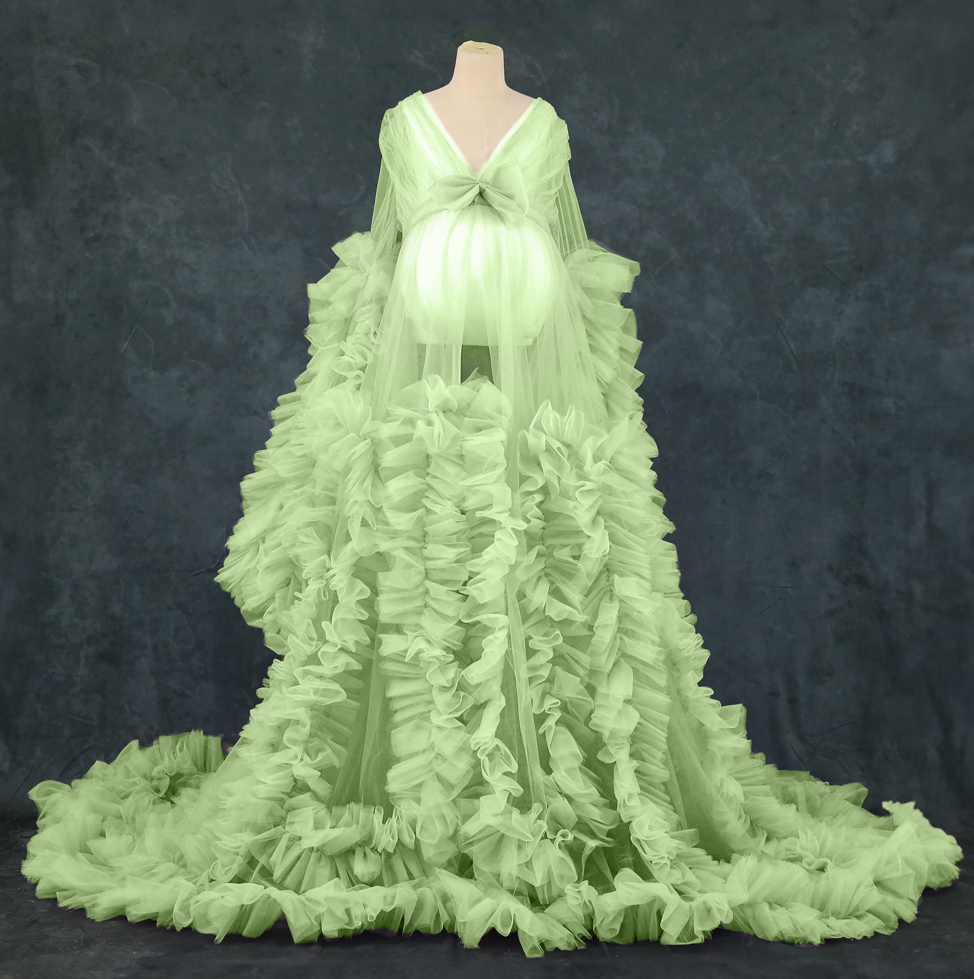 Kate Maille Col en V Manches longues Robe de Grossesse pour Séance Photo - Kate Backdrop FR