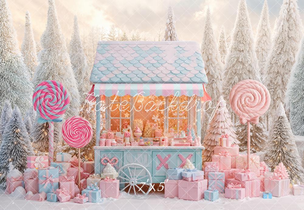Kate Hiver Bonbons Cadeaux Forêt Toile de fond conçue par Emetselch