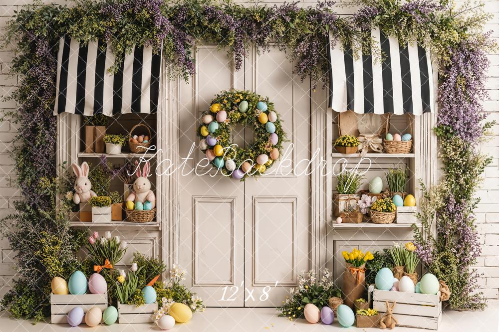 Kate Pâques Lapin Œufs Fleurs Porte Toile de fond conçue par Emetselch