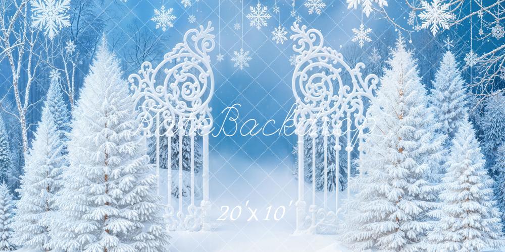 Kate Hiver Neige Portail Arbres Flocons Toile de fond conçue par Emetselch