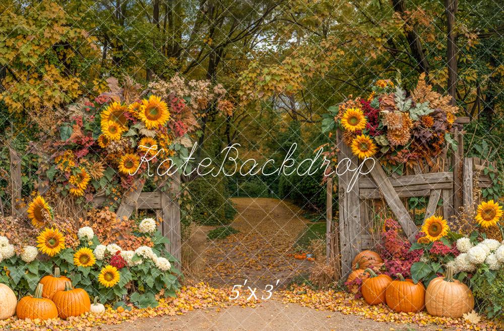 Kate Automne Tournesols Citrouilles Forêt Toile de fond conçue par Emetselch - Kate Backdrop FR