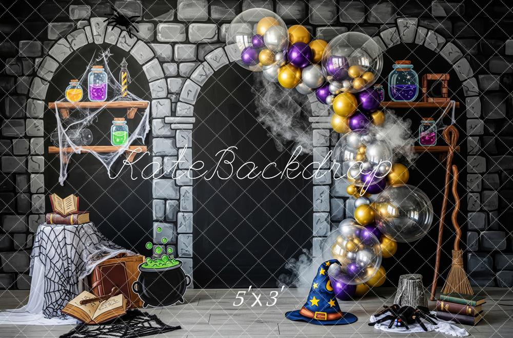 Kate Halloween Laboratoire Sorcière Ballons Toile de fond conçue par Patty Roberts