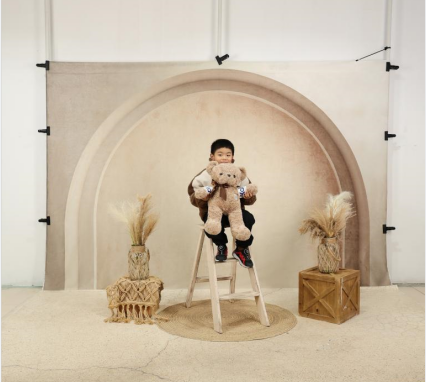 Kate Bohème Simple Mur en arc Beige Élégant Toile de fond+Terrazzo Fissuré Beige Toile de fond - Kate Backdrop FR