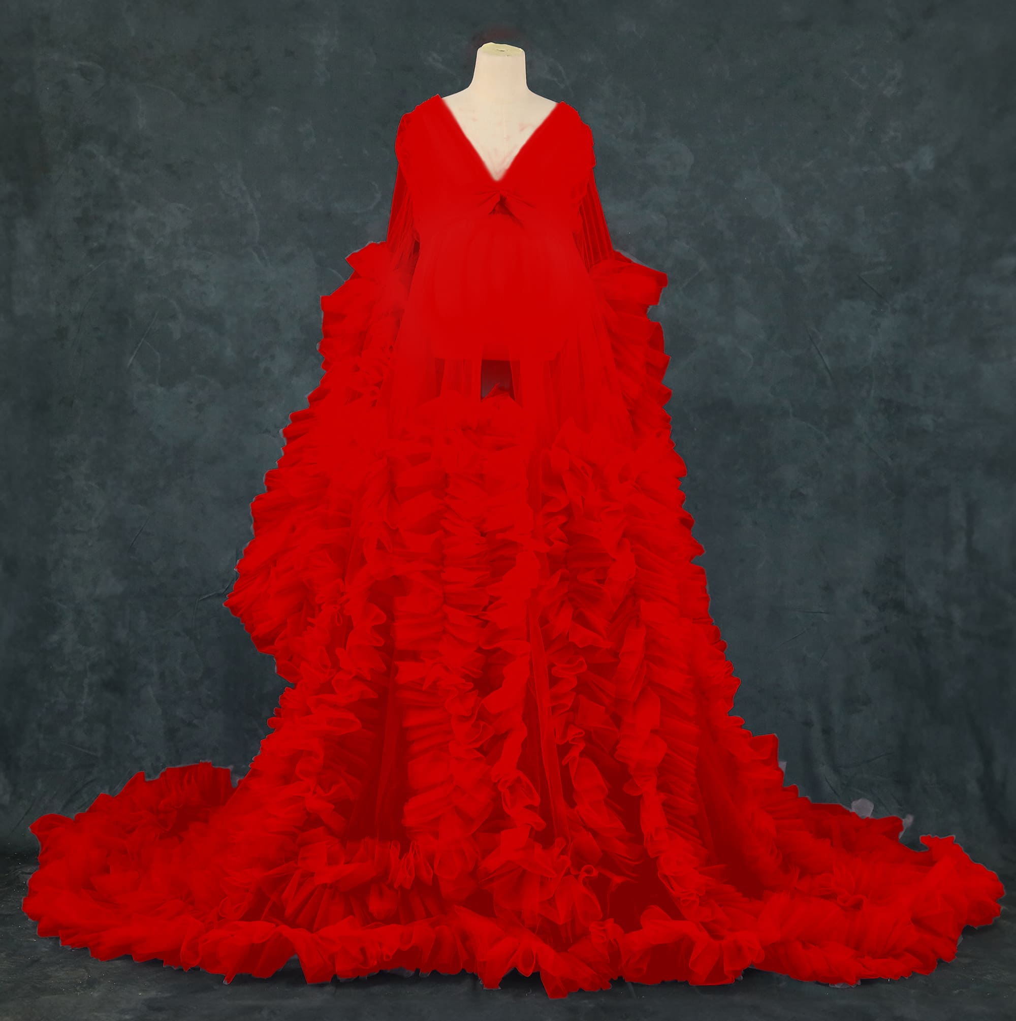 Kate Maille Col en V Manches longues Robe de Grossesse pour Séance Photo - Kate Backdrop FR
