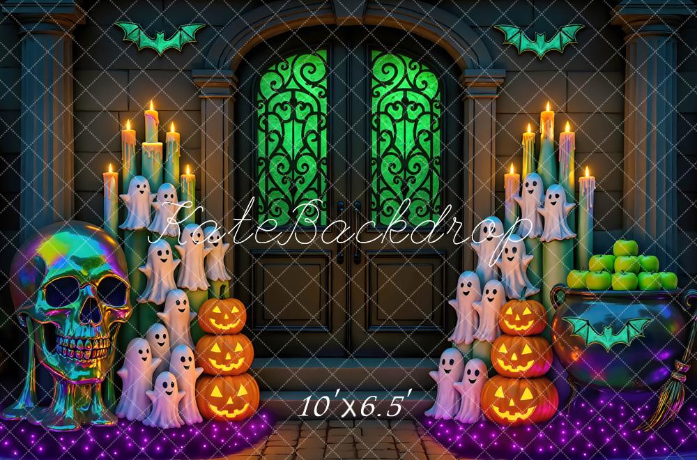 Kate Halloween Fantômes Citrouilles Porte Toile de fond conçue par Mini MakeBelieve - Kate Backdrop FR