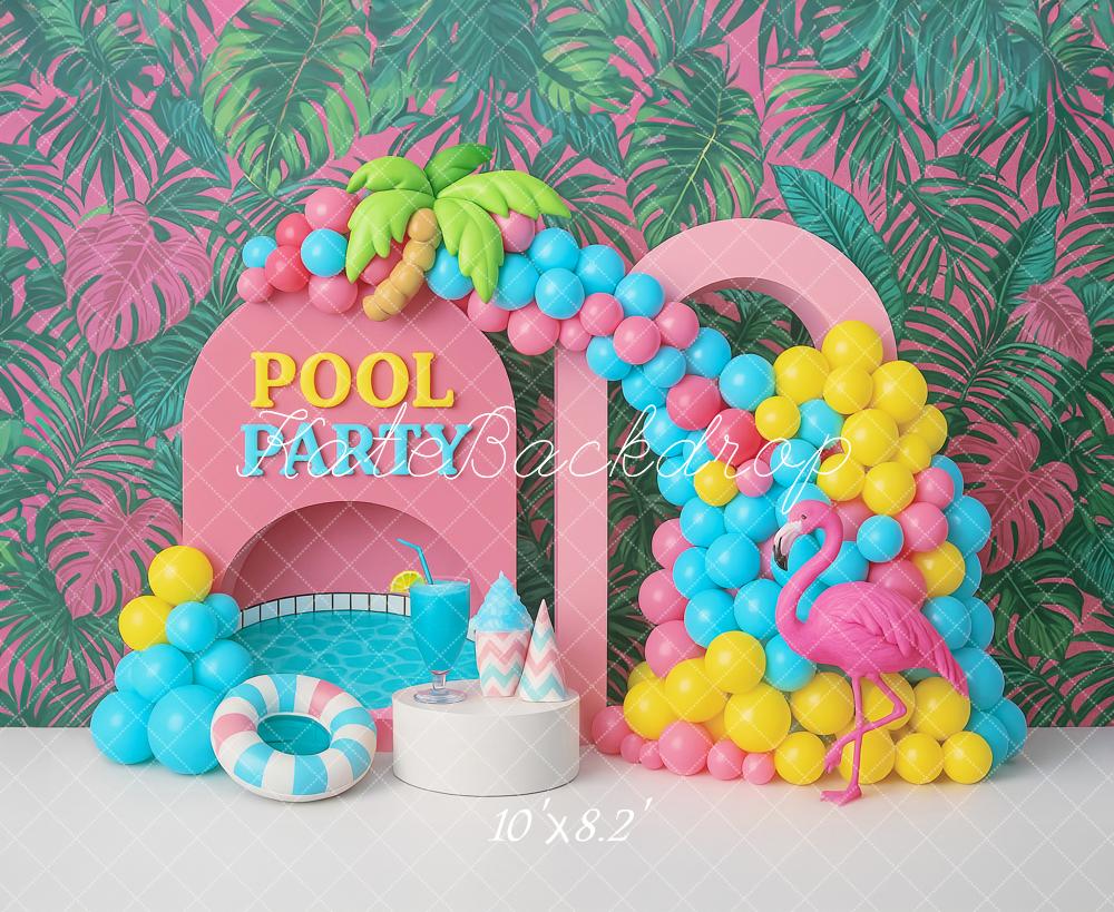 Kate Pool Party Ballons Tropiques Toile de fond conçue par Ashley Paul - Kate Backdrop FR
