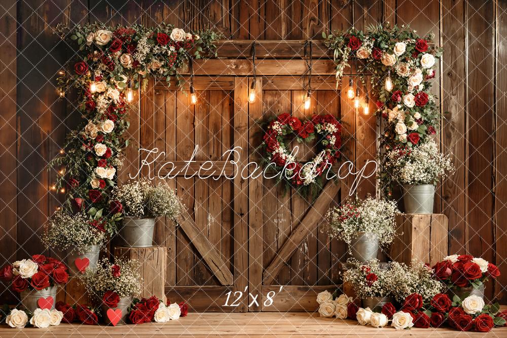 Kate Saint Valentin Fleurs Porte Bois Toile de fond conçue par Emetselch