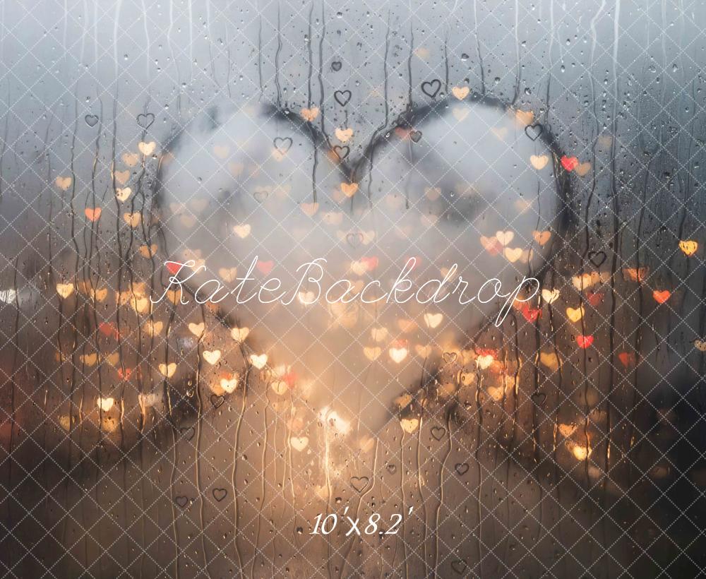 Kate Bokeh Cœurs Vitre Pluie Toile de fond conçue par Mini MakeBelieve