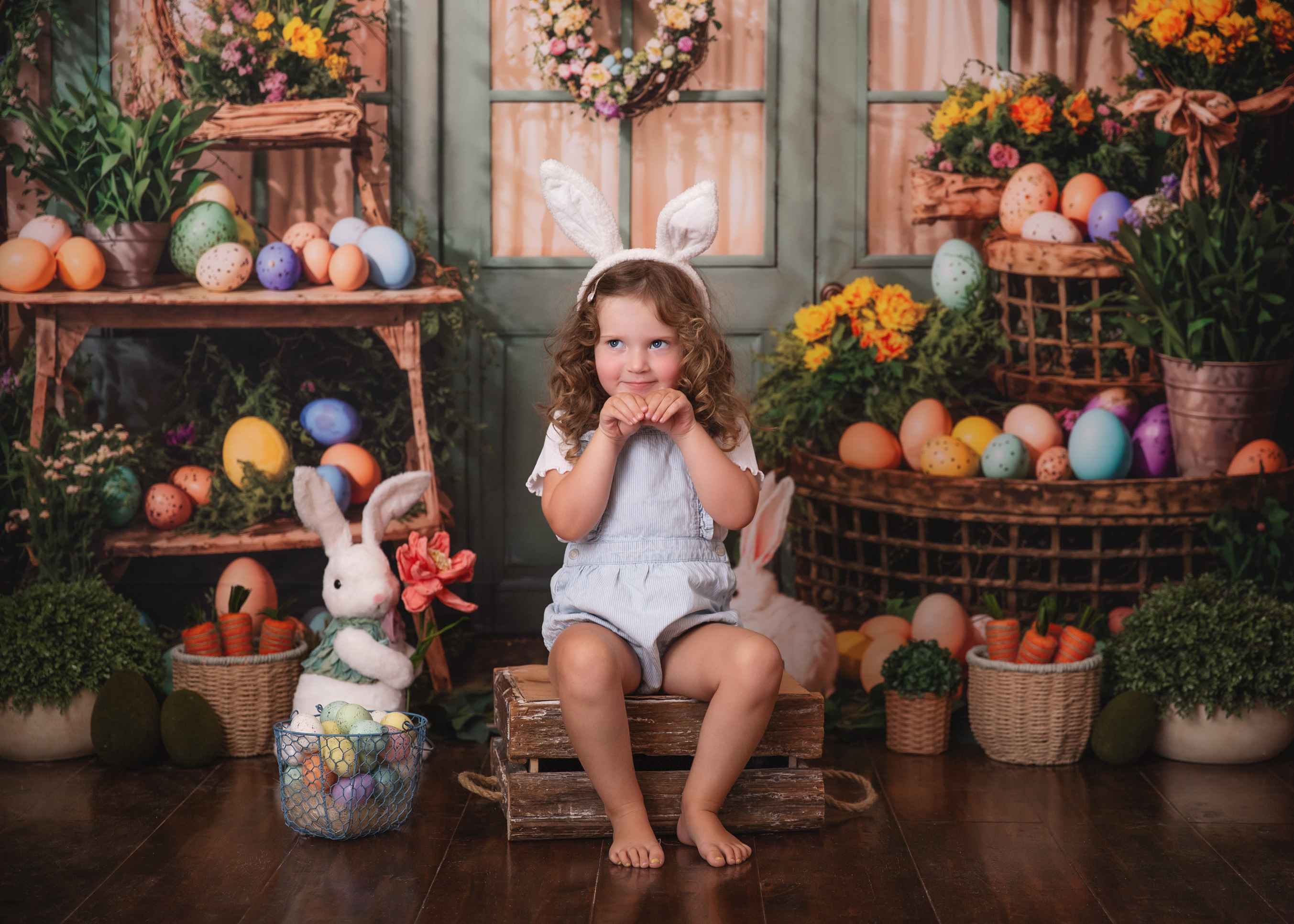 Kate Pâques Œufs Plantes vertes Lapin Chambre Toile de fond conçue par Emetselch - Kate Backdrop FR