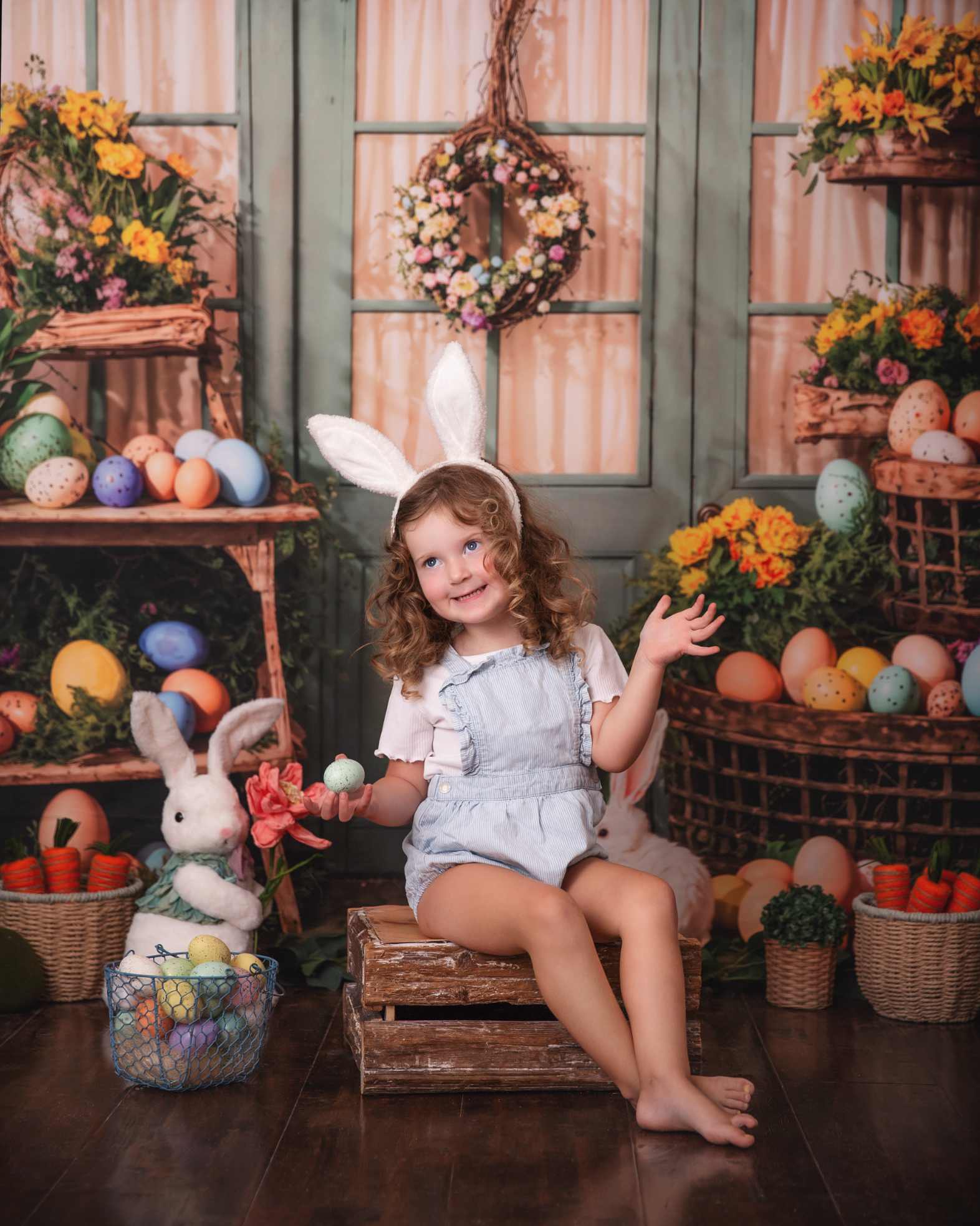 Kate Pâques Œufs Plantes vertes Lapin Chambre Toile de fond conçue par Emetselch - Kate Backdrop FR