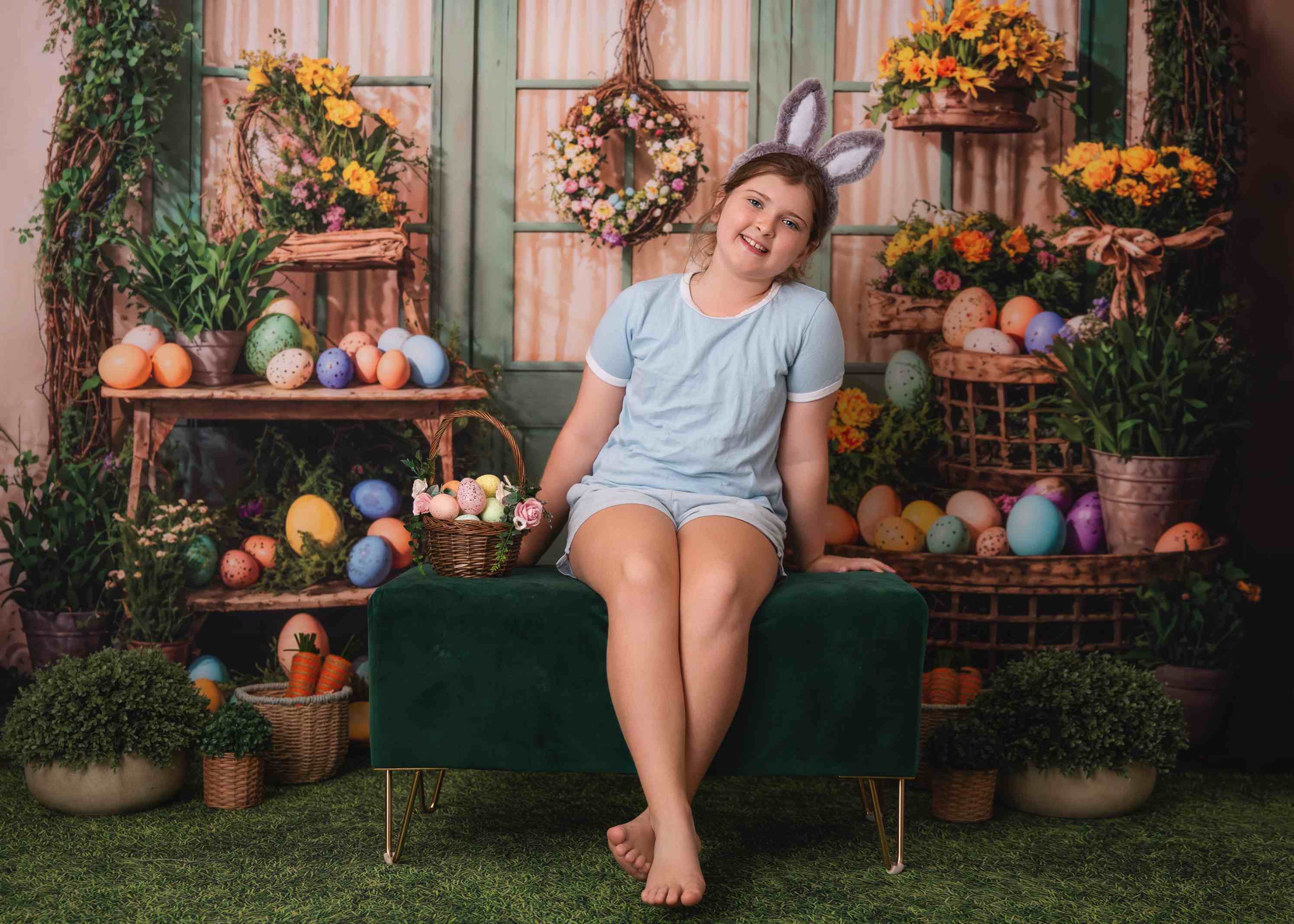 Kate Pâques Œufs Plantes vertes Lapin Chambre Toile de fond conçue par Emetselch - Kate Backdrop FR