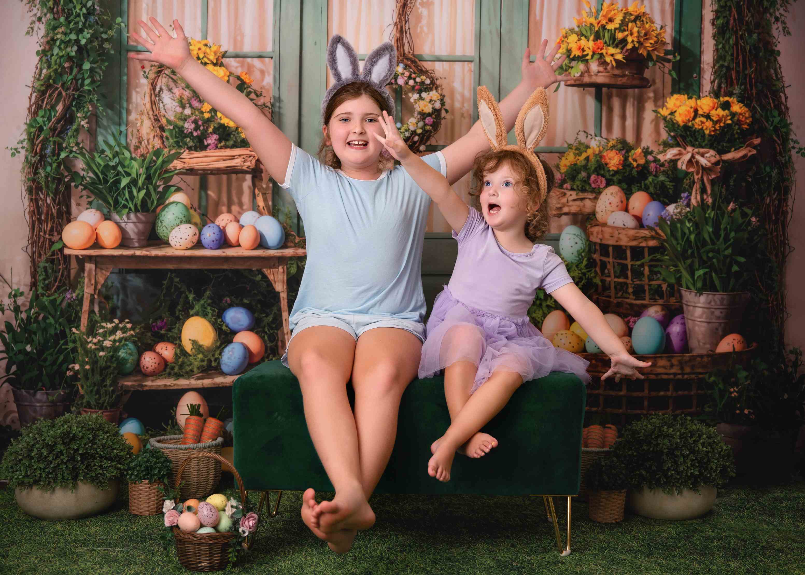 Kate Pâques Œufs Plantes vertes Lapin Chambre Toile de fond conçue par Emetselch - Kate Backdrop FR