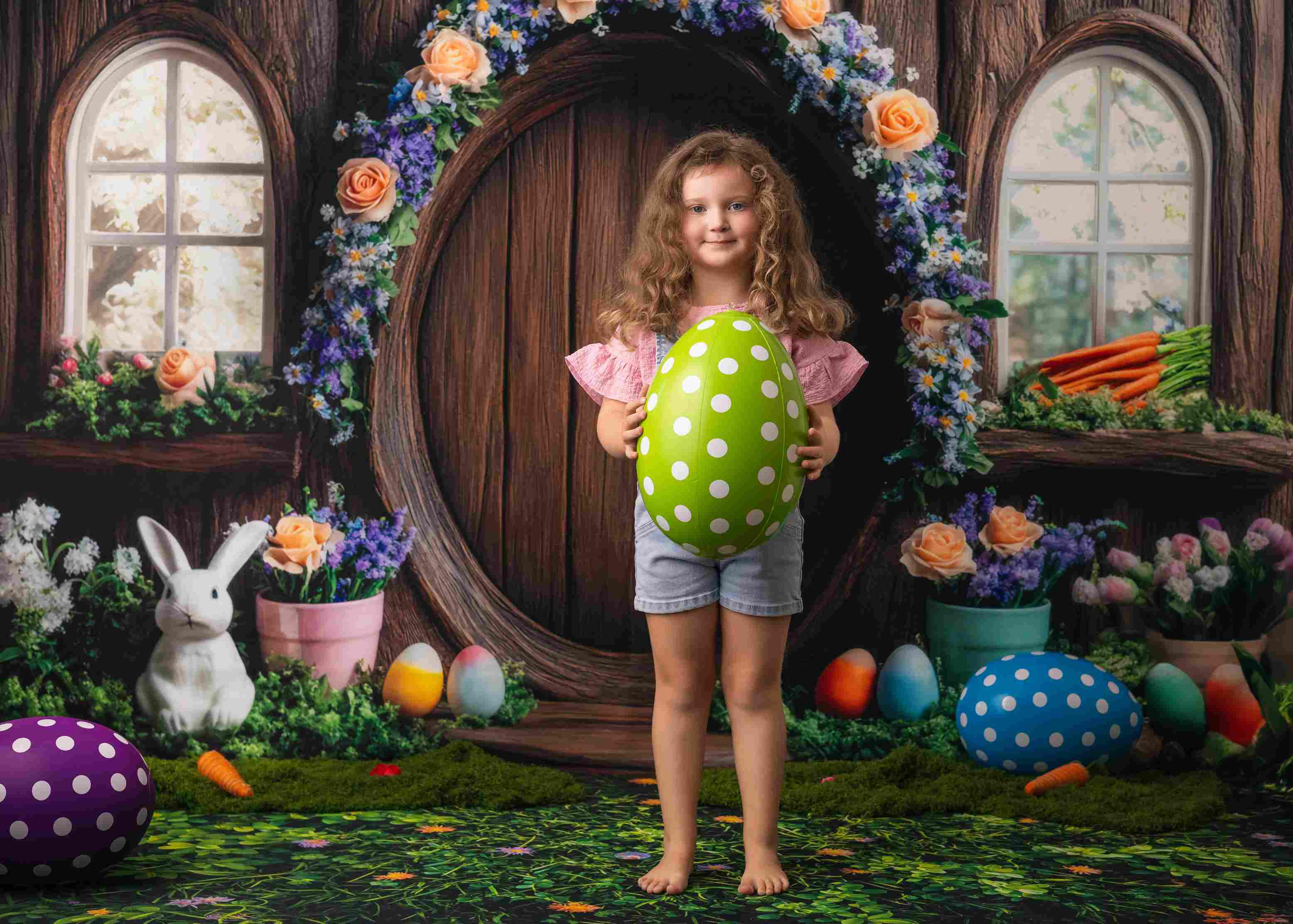 Kate Pâques Marron Simple Lapin Porte Toile de fond conçue par Mini MakeBelieve - Kate Backdrop FR