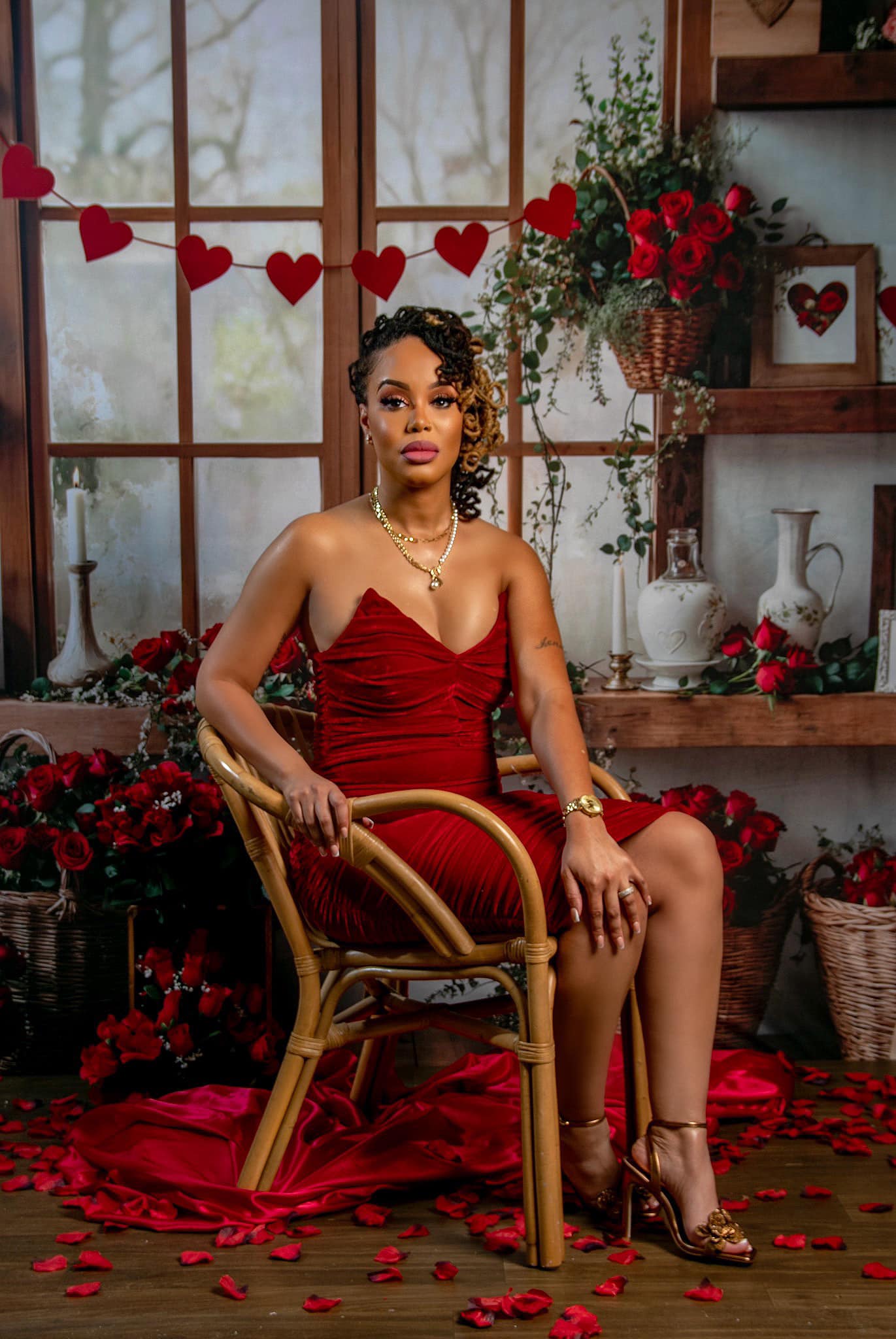 Kate Saint Valentin Roses Étagères Fenêtre Toile de fond conçue par Emetselch - Kate Backdrop FR