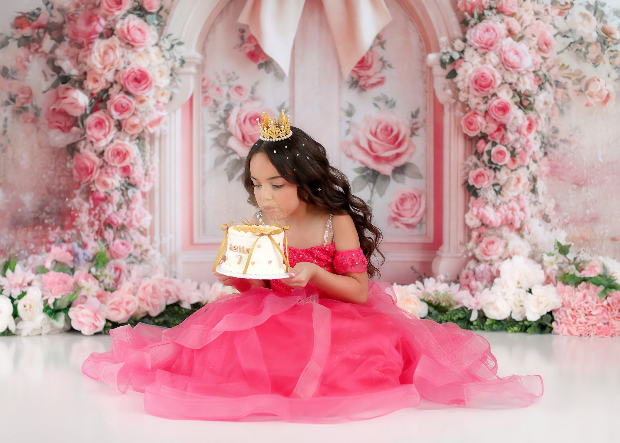 Kate Fleur Arche Rose Nœud Roses Toile de fond conçue par Emetselch - Kate Backdrop FR