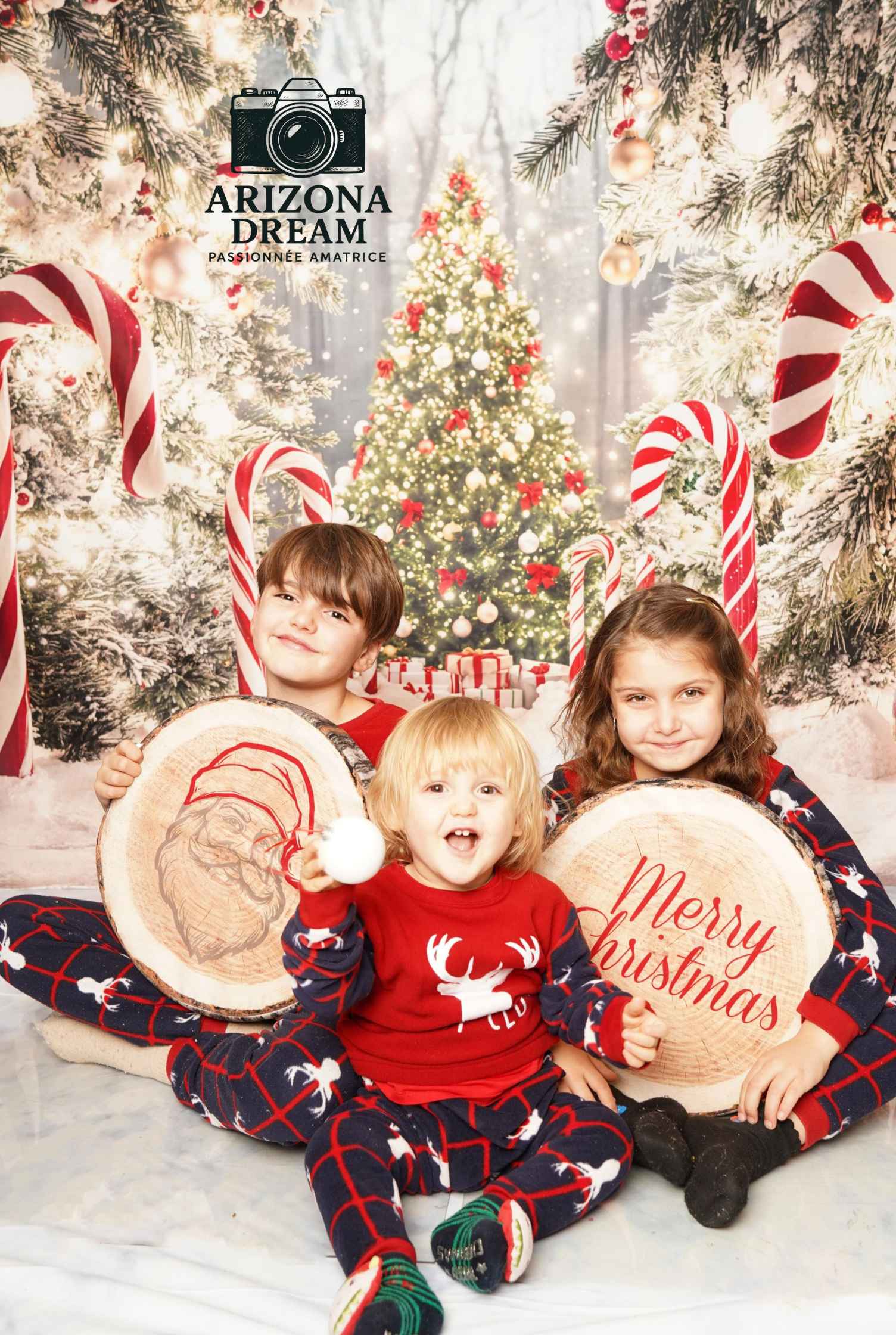 Kate Sapin de Noël Canne à sucre Forêt Lumière Toile de fond conçue par Emetselch - Kate Backdrop FR