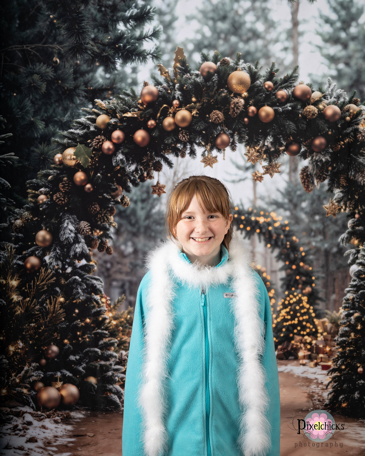 Kate Arbre de Noël Voûte Forêt Décors Doré Toile de fond conçue par Emetselch - Kate Backdrop FR