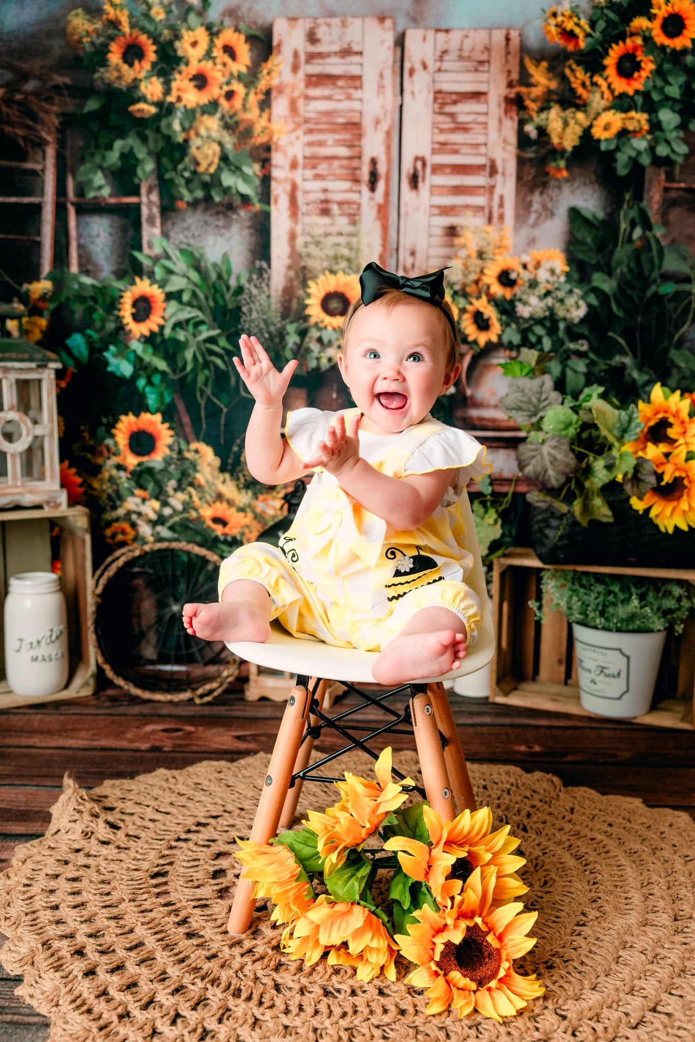 Kate Été Tournesols Vieux Salle de meubles Toile de fond conçue par Emetselch - Kate Backdrop FR