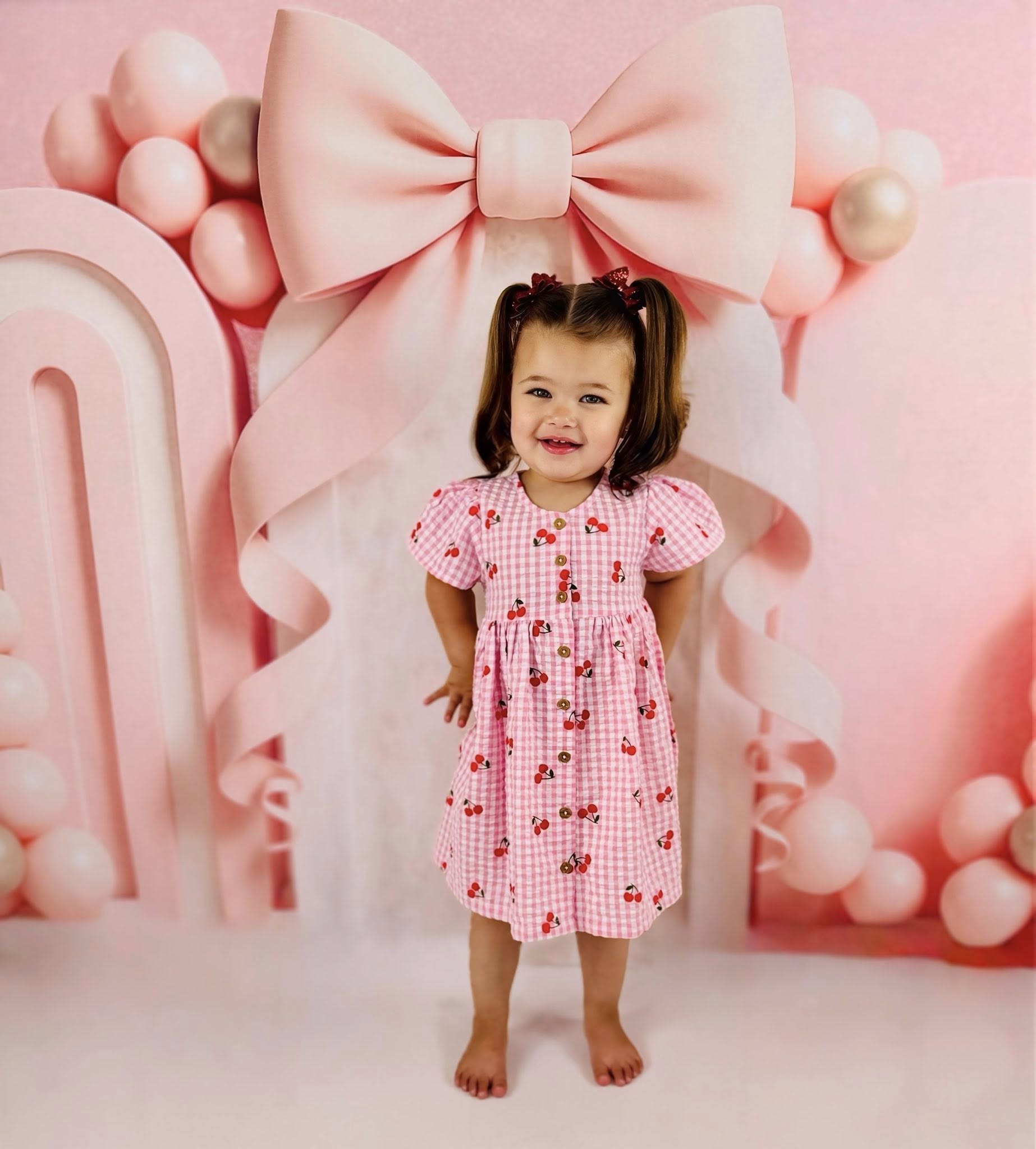 Kate Anniversaire Nœud Rose Ballon Arche Toile de fond conçu par Ashley Paul - Kate Backdrop FR