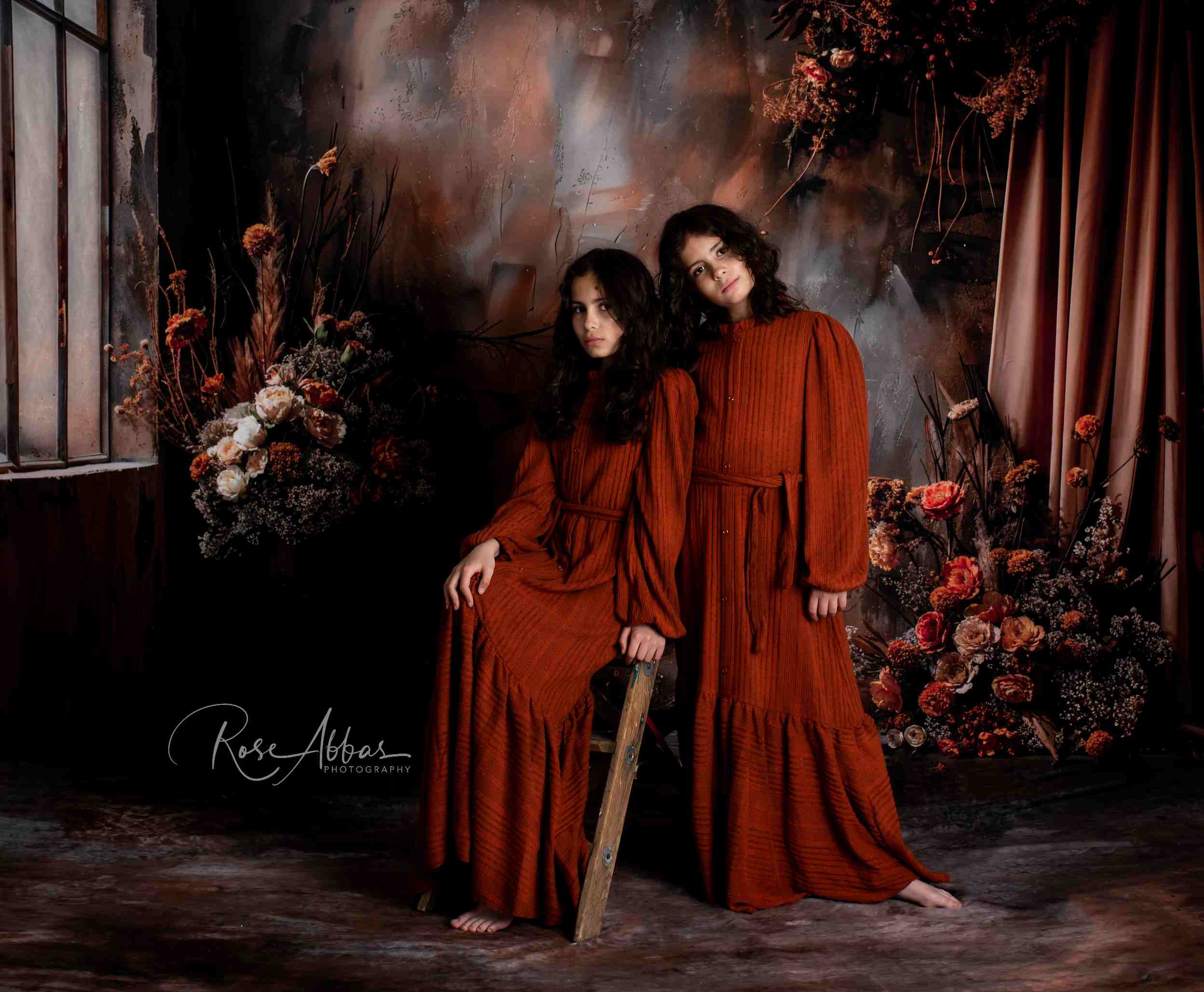 Kate Bohème Abstrait Fleur séchée Rideau Toile de fond+Abstrait Marron Dégradé Texture Sol Toile de fond - Kate Backdrop FR