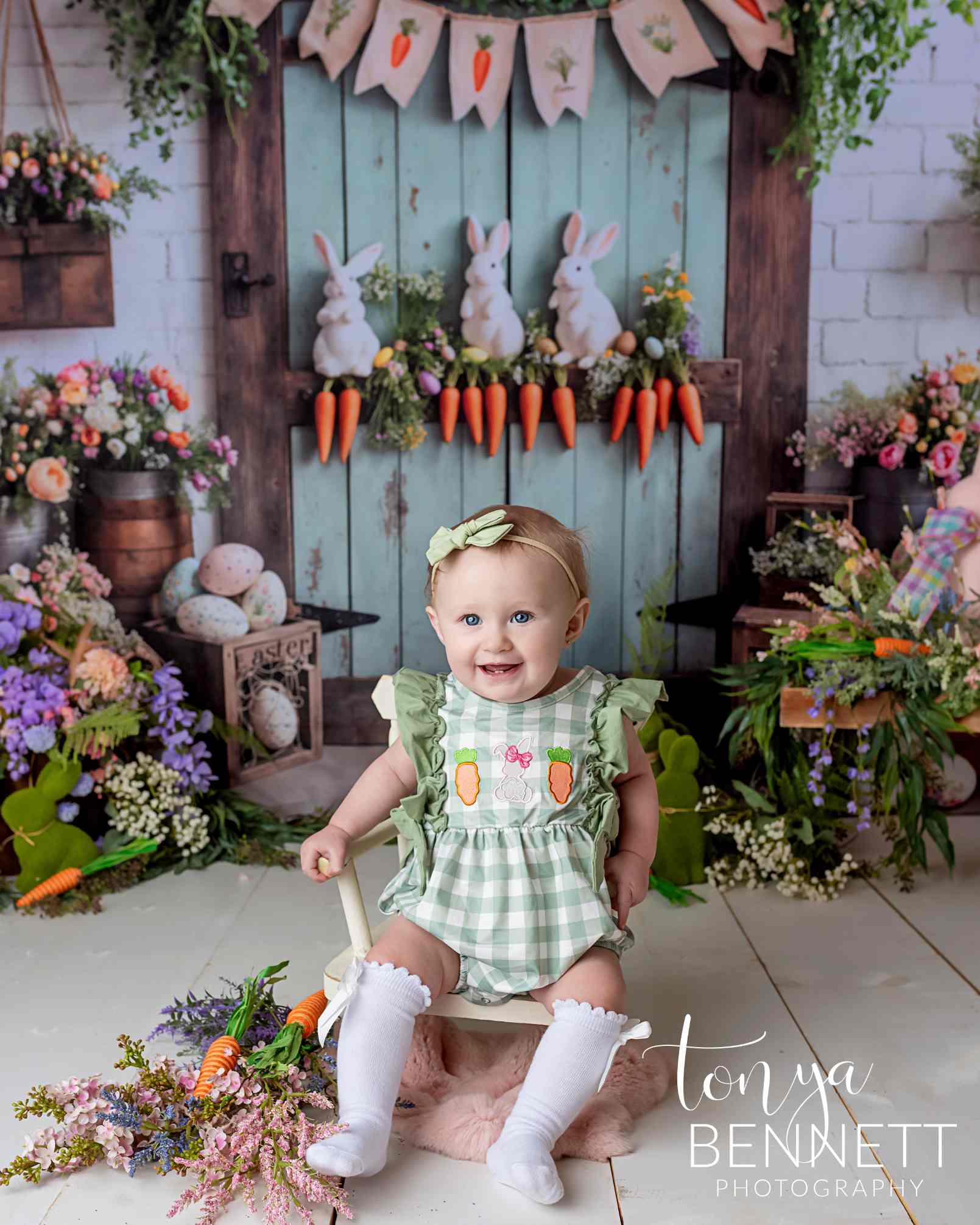 Kate Pâques Lapin Carottes Porte en Bois Toile de fond conçue par Emetselch - Kate Backdrop FR