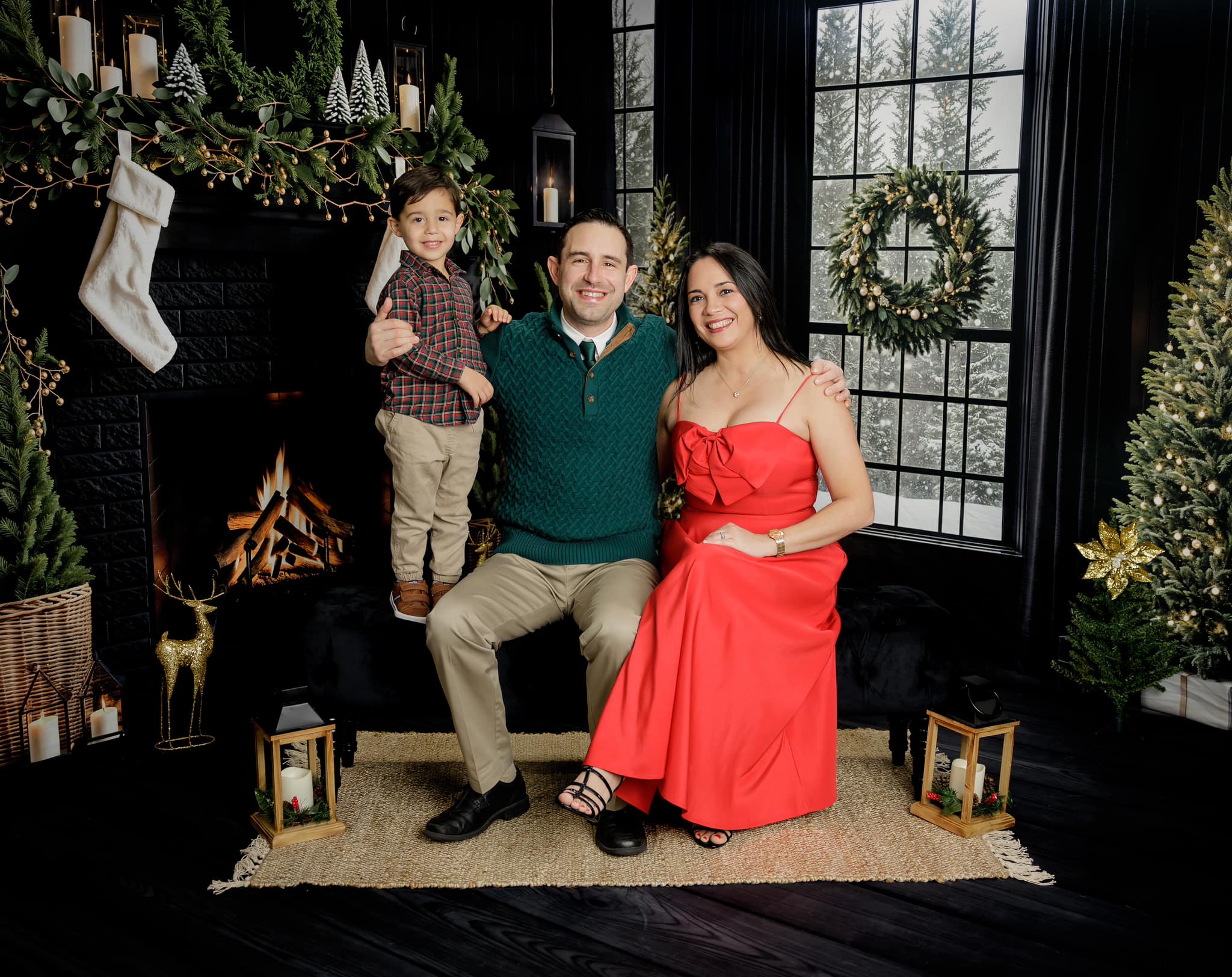 Kate Sapin de Noël Cheminée Fenêtre Noir Ensemble de chambre - Kate Backdrop FR