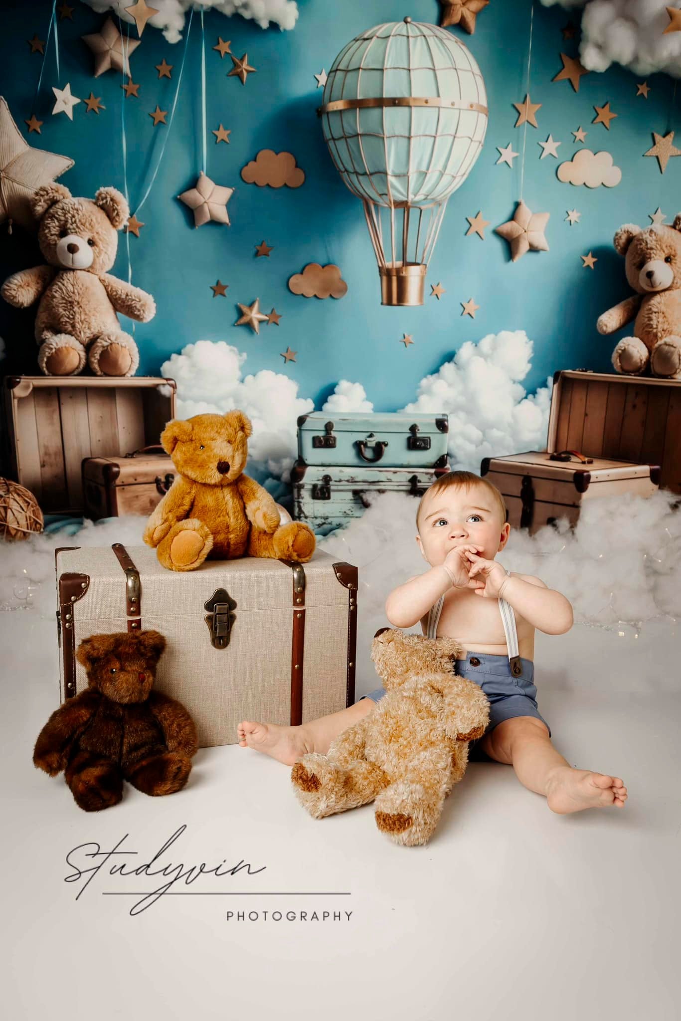 Kate Dessin animé Montgolfière Ours en peluche Toile de fond conçue par Emetselch - Kate Backdrop FR